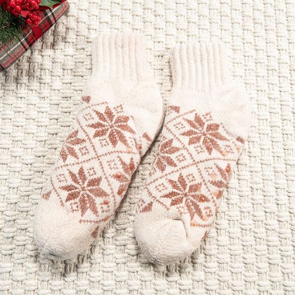 Snuggle Feet Women's Snowflake Chenille Sherpa Bootie Slippers - Picture 2 of 5